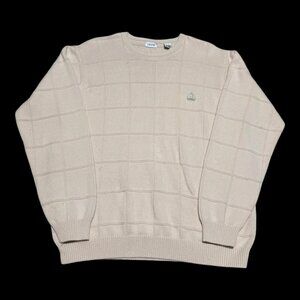 Vintage IZOD Japan Made‎ White Stained Crewneck Sweater Adult Large